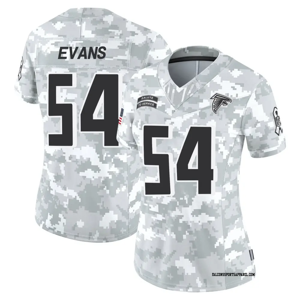 Limited Arctic Camo Women's Rashaan Evans Atlanta Falcons 2024 Salute to Service Jersey