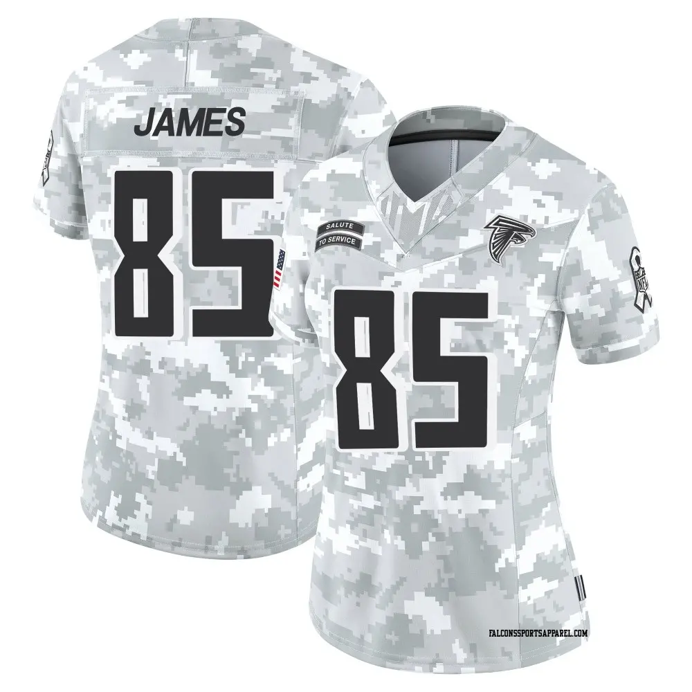 Limited Arctic Camo Women's Tyshaun James Atlanta Falcons 2024 Salute to Service Jersey