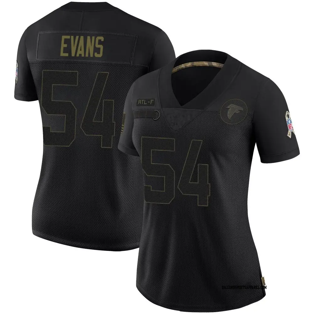 Limited Black Women's Rashaan Evans Atlanta Falcons 2020 Salute To Service Jersey