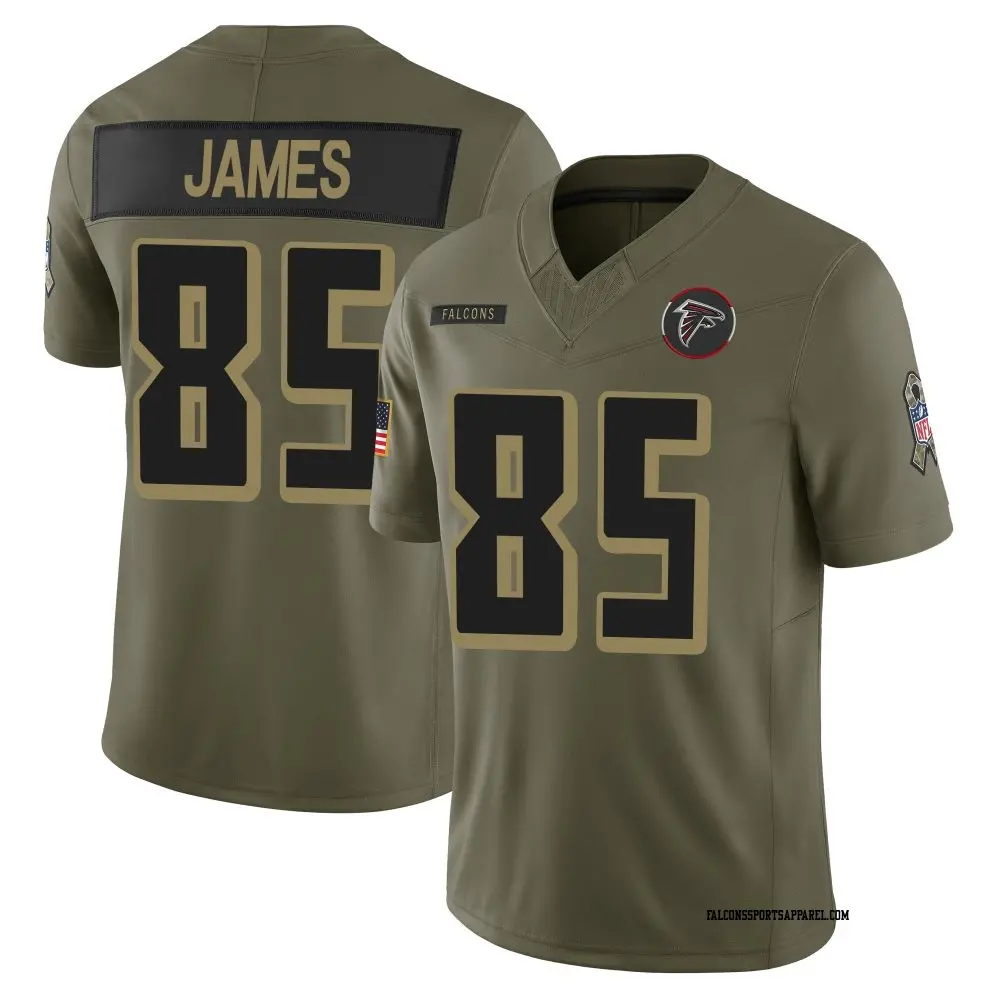 Limited Olive Youth Tyshaun James Atlanta Falcons 2025 Salute to Service Jersey